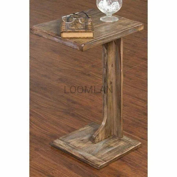 Weathered Brown & Light Blue Sofa Table Simple Assembly Side Tables LOOMLAN By Sunny D