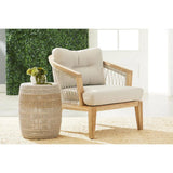 Web Outdoor Club Chair Taupe & White Flat Rope Pumice Gray Teak Outdoor Lounge Chairs LOOMLAN By Essentials For Living