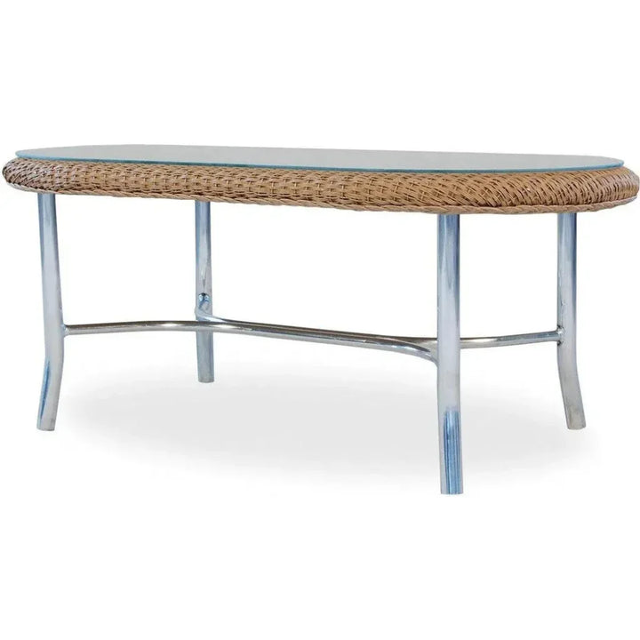 Weekend Retreat 43" Oval Cocktail Table Lloyd Flanders-Outdoor Coffee Tables-Lloyd Flanders-LOOMLAN