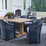 Weekend Retreat 7 PC Teak Table Set Wicker Chairs