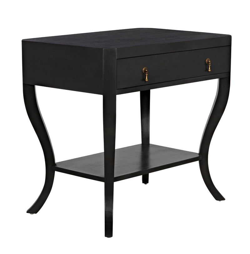 Weldon Wood Black Round Side Table-Side Tables-Noir-LOOMLAN