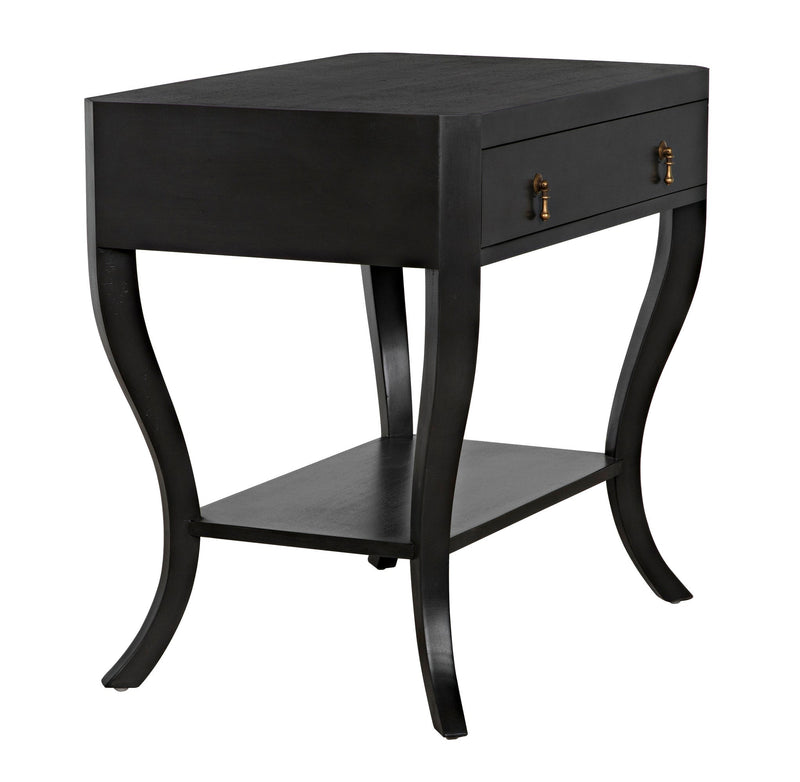 Weldon Wood Black Round Side Table-Side Tables-Noir-LOOMLAN