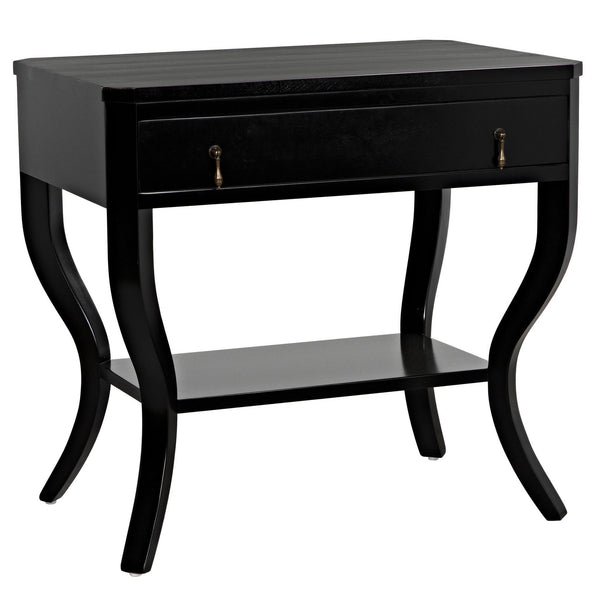 Weldon Wood Distressed Black Rectangle Side Table-Side Tables-Noir-LOOMLAN
