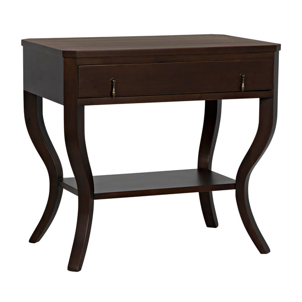 Weldon Wood Distressed Brown Rectangle Side Table-Side Tables-Noir-LOOMLAN