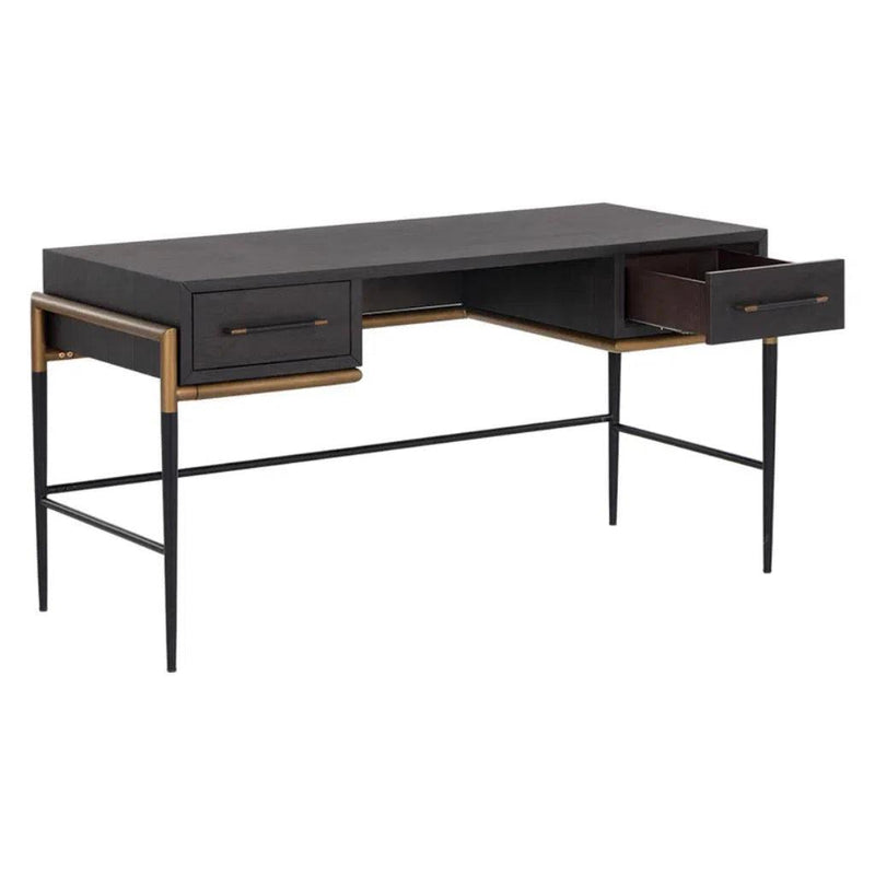 Weldrick Iron Based Wooden Desk-Home Office Desks-SUNPAN-LOOMLAN