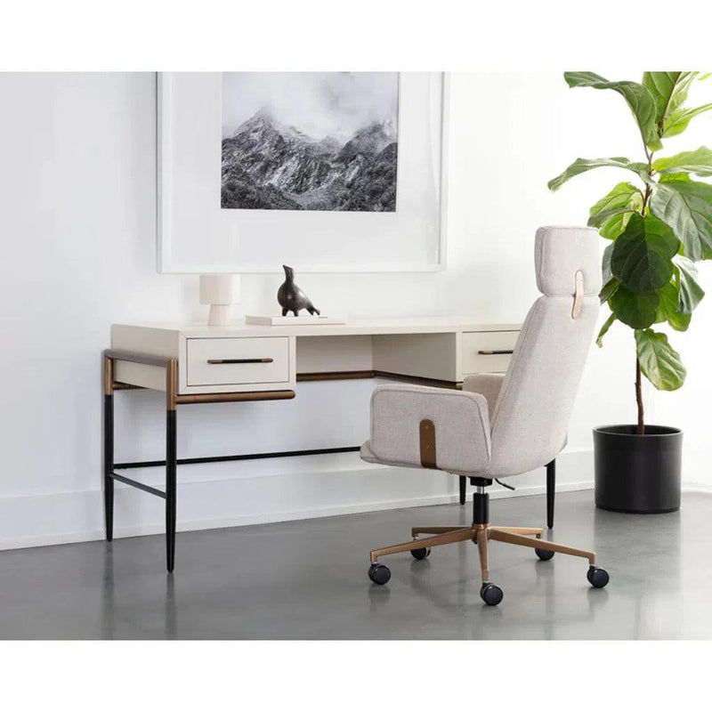 Weldrick Iron Based Wooden Desk-Home Office Desks-SUNPAN-LOOMLAN