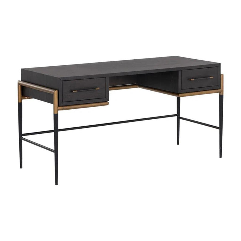 Weldrick Iron Based Wooden Desk-Home Office Desks-SUNPAN-Espresso-LOOMLAN