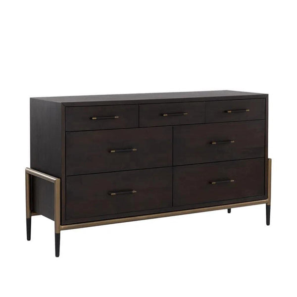 Weldrick Solid Wood Dresser On Stand-Dressers-SUNPAN-Espresso-LOOMLAN