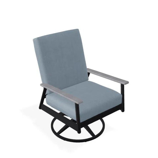 Welles Cushion Swivel Rocker With Rustic Polymer Arm