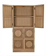 Wellington Hutch Armoire Tall Bookcase Cabinet, White Oak-Bookcases-Noir-LOOMLAN