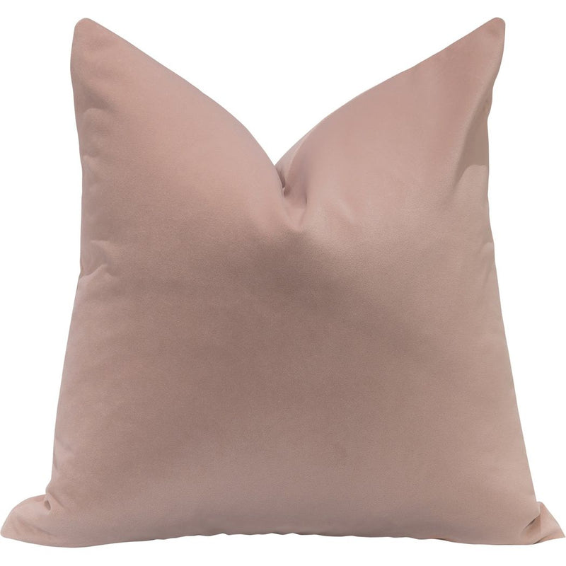 Wells Plush Velvet Square Accent Throw Pillows-Throw Pillows-Olivia + Quinn-Blush-LOOMLAN