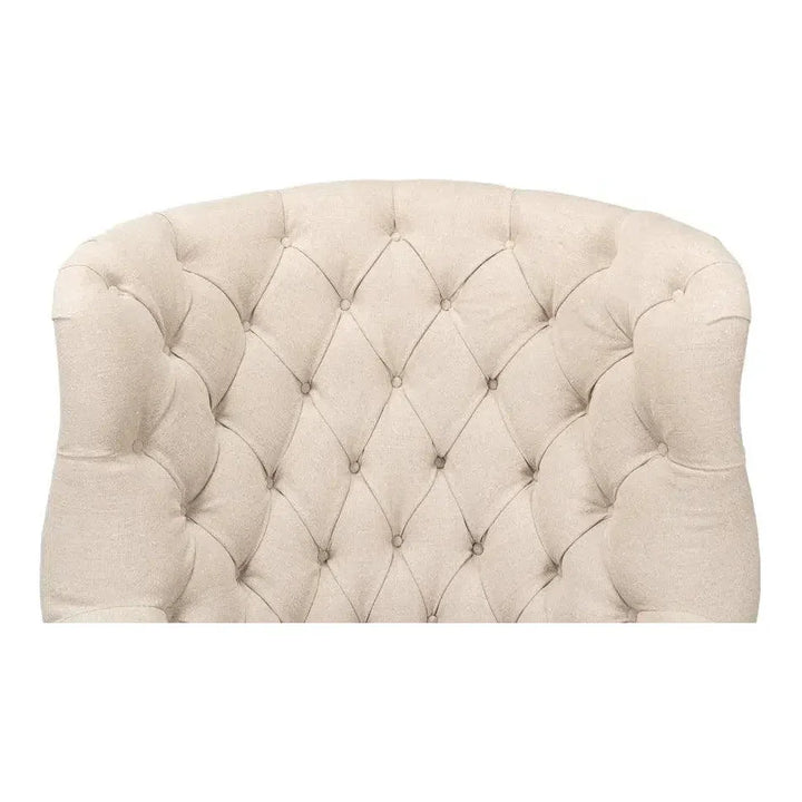 Welsh Beige Wing Accent Chair Linen, Burlap, Leather - LOOMLAN - Sarreid - Accent Chairs