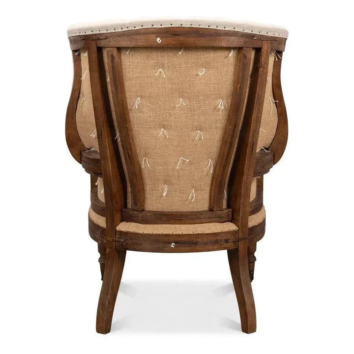 Welsh Beige Wing Accent Chair Linen, Burlap, Leather - LOOMLAN - Sarreid - Accent Chairs