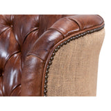 Welsh Leather & Jute Wing Tufted Back Accent Chair-Accent Chairs-Sarreid-LOOMLAN