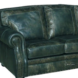 Western Style Leather Couch With Green Teal Alligator Embossed Leather Sofas & Loveseats LOOMLAN By Uptown Sebastian