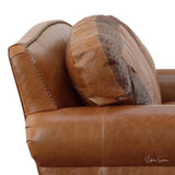 Western Style Leather Couch With Brown Alligator Embossed Leather Sofas & Loveseats LOOMLAN By Uptown Sebastian