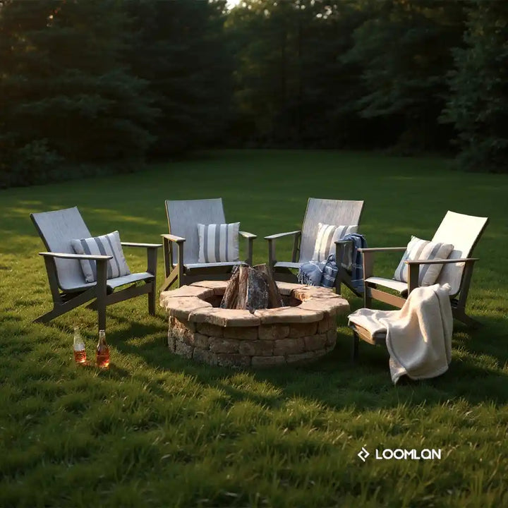 Wexler Sling Chat Height Polymer Arm Chair-Outdoor Accent Chairs-Telescope-LOOMLAN