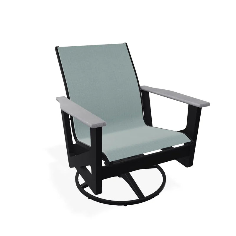 Wexler Sling Chat Height Swivel Rocker with Rustic Polymer Arms