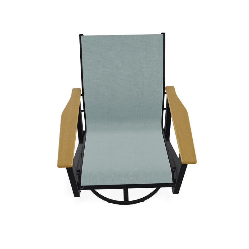 Wexler Sling Chat Height Swivel Rocker with Rustic Polymer Arms