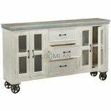 White 3 Drawer Wheeled Sideboard