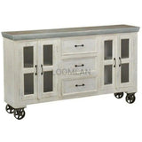 White 3 Drawer Wheeled Sideboard