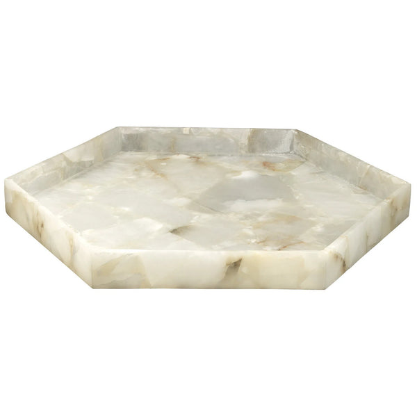 White Alabaster Antonia Tray Tabletop Decor - Large-Trays-Jamie Young-LOOMLAN