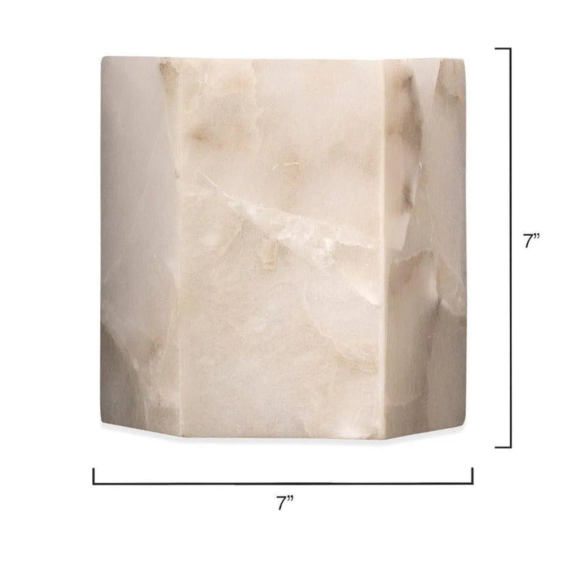 White Alabaster Borealis Hexagon Wall Sconce Wall Sconces LOOMLAN By Jamie Young