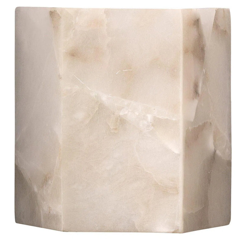 White Alabaster Borealis Hexagon Wall Sconce Wall Sconces LOOMLAN By Jamie Young