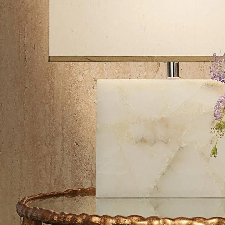 White Alabaster Borealis Table Lamp - LOOMLAN - Jamie Young - Table Lamps