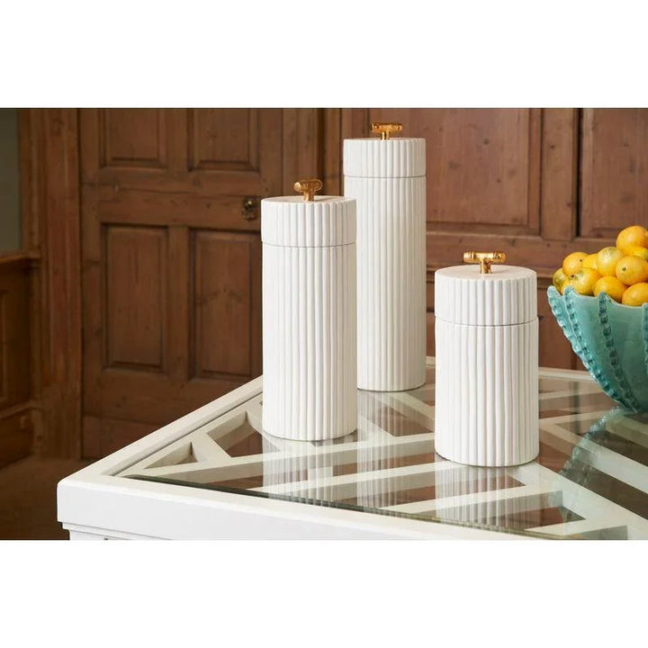White Bamboo Ceramic Canister (Set of 3) - LOOMLAN - Chelsea House - Vases & Jars