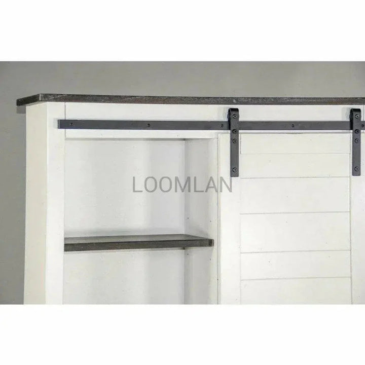 White Barn Door Bookcase With Wood Shelves - LOOMLAN - Sunny D - Bookcases