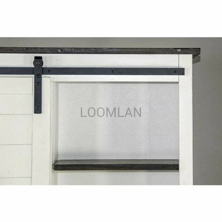 White Barn Door Bookcase With Wood Shelves - LOOMLAN - Sunny D - Bookcases