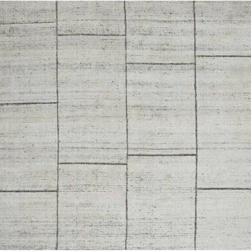 White Beige Black Solid Handmade Wool Rug