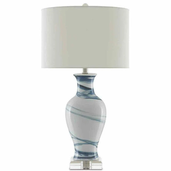 White Blue Hanni Table Lamp Table Lamps LOOMLAN By Currey & Co