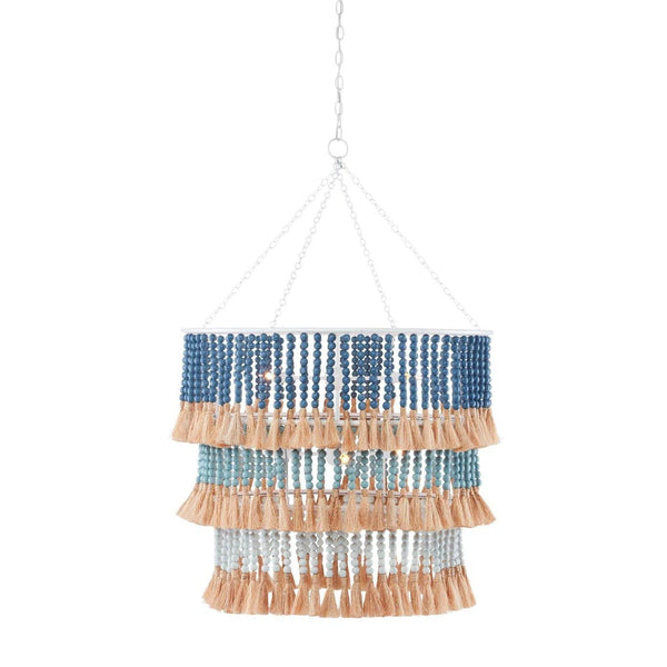 White Blue St. Barts Chandelier Chandeliers LOOMLAN By Currey & Co