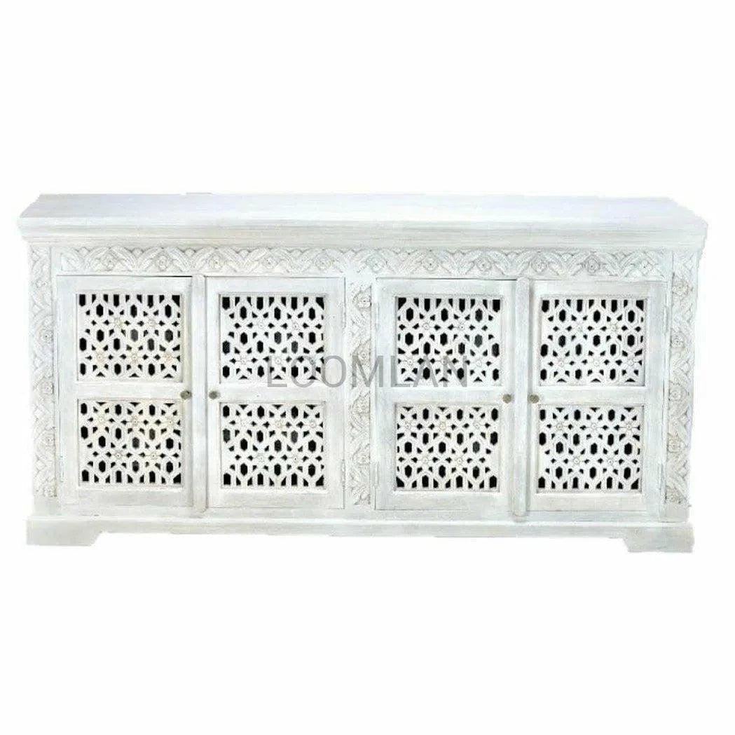 White Bohemian Lace 4 Door Sideboard Buffet