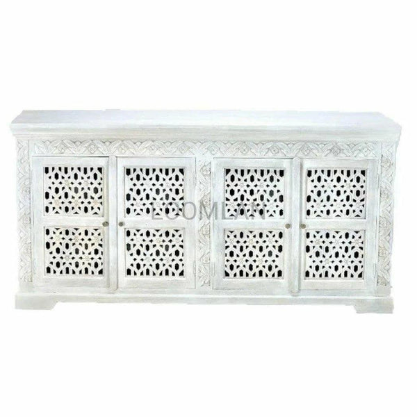 White Bohemian Lace 4 Door Sideboard Buffet