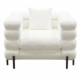 White Boucle Sherpa Low Profile Club Chair With Throw Pillow Club Chairs LOOMLAN By Diamond Sofa