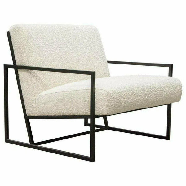 White Boucle Sherpa Slipper Chair with Black Metal Frame Club Chairs LOOMLAN By Diamond Sofa