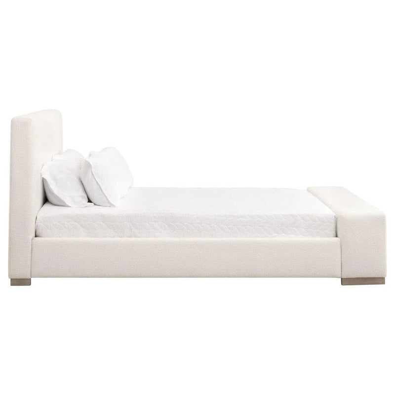 White Boucle Warren Queen Bed Frame With Storage Bench Beds LOOMLAN By Essentials For Living