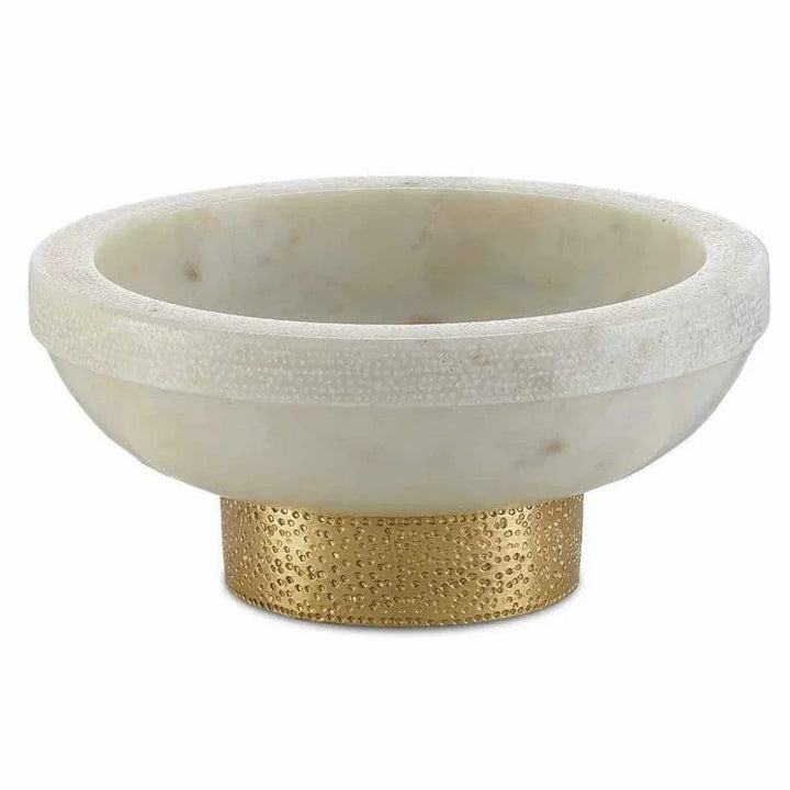 White Brass Valor Small White Bowl - LOOMLAN - Currey & Co - Statues & Sculptures