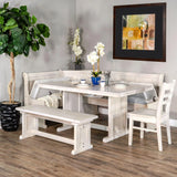 White Breakfast Nook Dining Set With Reversible Bench Storage Dining Table Sets LOOMLAN By Sunny D