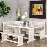 White Breakfast Nook Dining Set With Reversible Bench Storage Dining Table Sets LOOMLAN By Sunny D