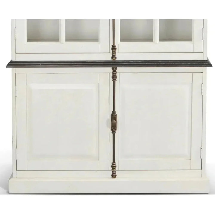 White Buffet & Hutch Glass Doors Cabinet - LOOMLAN - Sunny D - Buffets & Curios