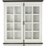 White Buffet & Hutch Glass Doors Cabinet