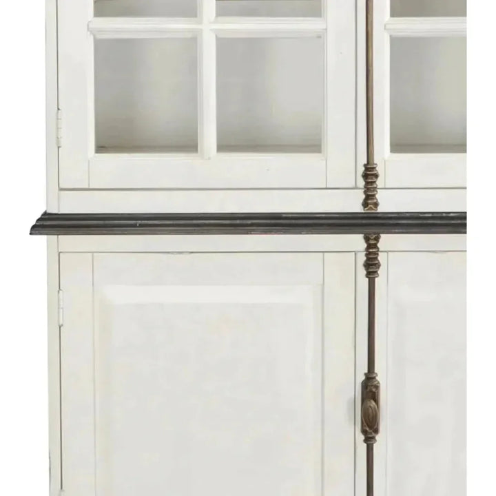 White Buffet & Hutch Glass Doors Cabinet - LOOMLAN - Sunny D - Buffets & Curios