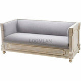 White Carved Wood Bohemian Sofa Gray