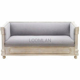 White Carved Wood Bohemian Sofa Gray