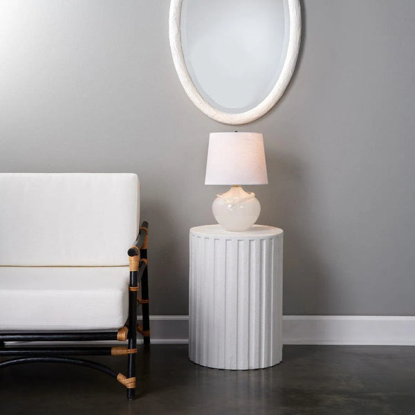White Cement Fluted Column Mid Century Modern Side Table Side Tables LOOMLAN By Jamie Young