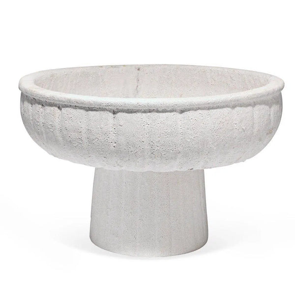 White Ceramic Aegean Pedestal Bowl - Large Boxes & Bowls LOOMLAN By Jamie Young